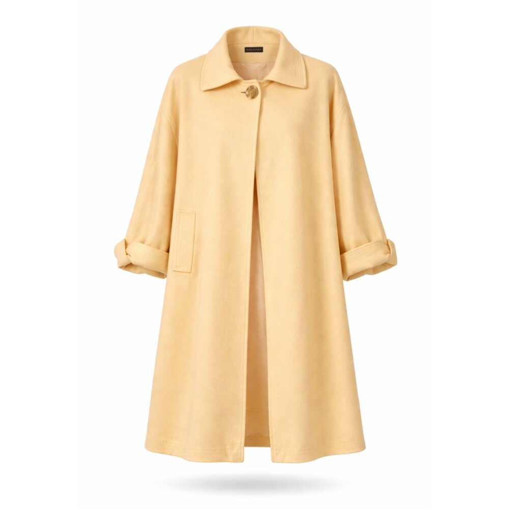 Vintage Butter Yellow 100% Wool Coat - Trendy and Unique!